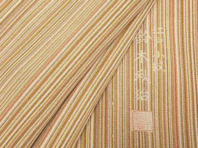 平和屋着物▽鈴木秋治 江戸小紋 単衣 縞 正絹 逸品 AAAU7980fy