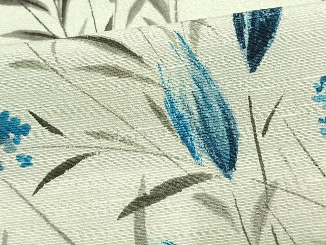 平和屋着物▽訪問着 単衣 紬地 手描き 草花文 正絹 逸品 AAAU7997fy