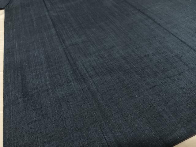 平和屋着物●男性 紬 アンサンブル 色無地 鉄紺色 正絹 逸品 AAAU8037zg