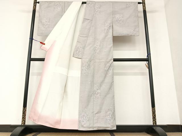 平和屋着物●本場大島紬 白大島 9マルキ 草花文 正絹 逸品 AAAU8091zg