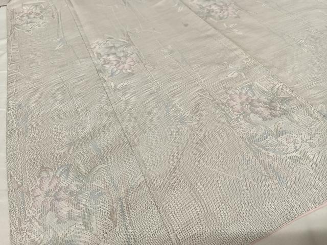 平和屋着物●本場大島紬 白大島 9マルキ 草花文 正絹 逸品 AAAU8091zg