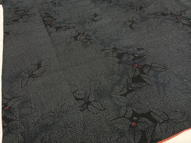 平和屋着物●本塩沢 110亀甲 草花文 正絹 逸品 AAAU8098zg