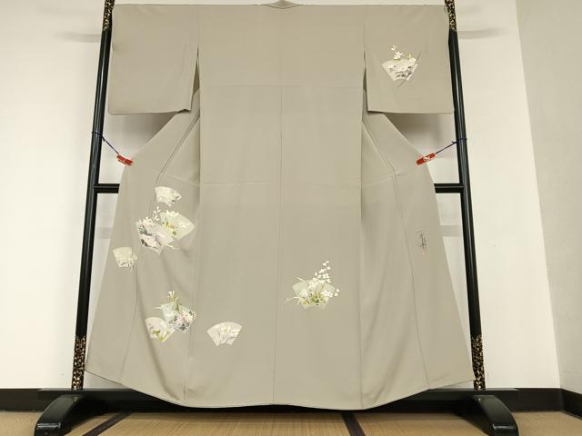 限定セール♪京加賀友禅作家物　百貫達雄　訪問着袷着物　雪輪重ね花文　染め分け 平和屋着物○京加賀友禅 百貫石峰 訪問着 地紙花