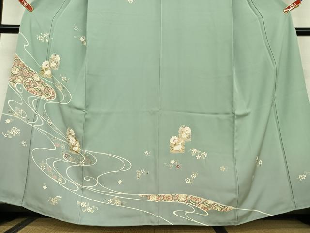 平和屋着物●訪問着 流水花兎 暈し染め 金彩 正絹 逸品 AAAU8164zg