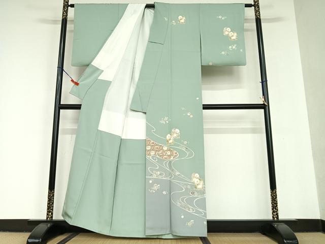 平和屋着物●訪問着 流水花兎 暈し染め 金彩 正絹 逸品 AAAU8164zg
