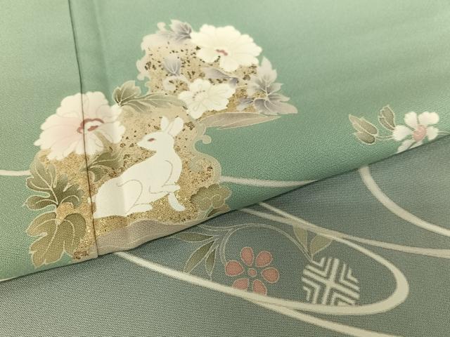 平和屋着物●訪問着 流水花兎 暈し染め 金彩 正絹 逸品 AAAU8164zg