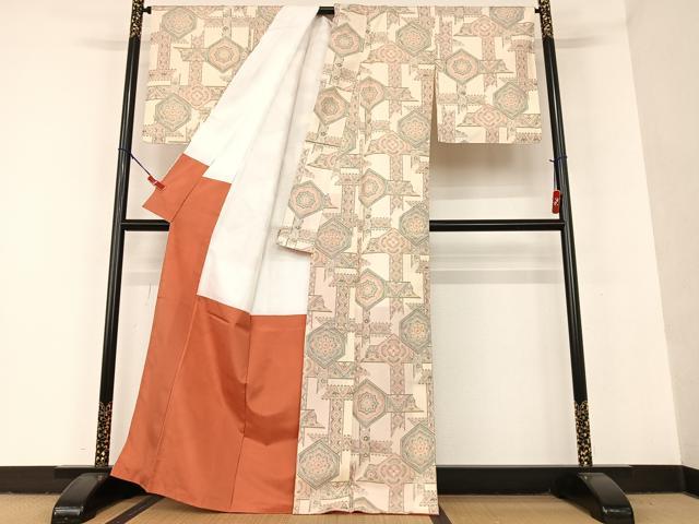 平和屋着物●本場染大島紬 亀甲花文 正絹 逸品 AAAU8181zg