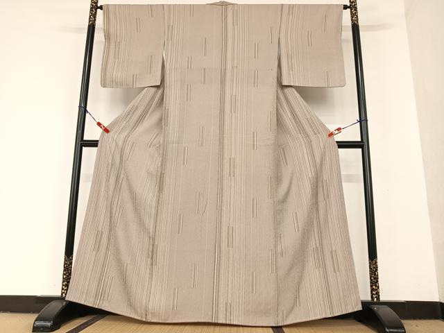 平和屋着物●上質な小紋 縞 正絹 逸品 未使用 AAAU8186zg