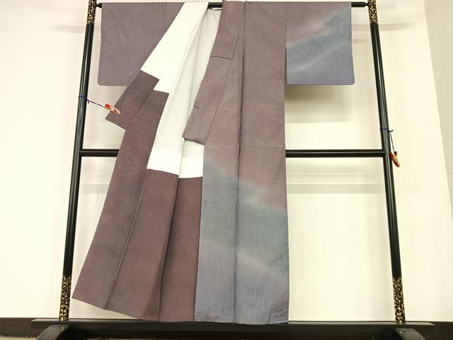 平和屋着物●本場染大島紬 訪問着 絞り 霞文 暈し染め 正絹 逸品 AAAU8196zg