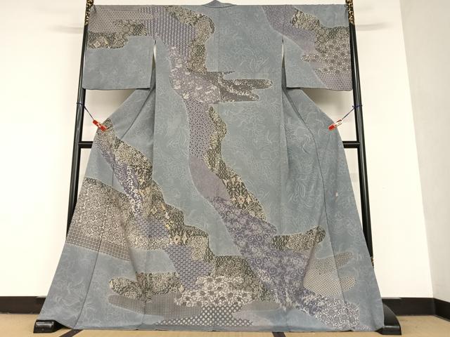 平和屋着物●小林文次郎 訪問着 菊唐草文 ロング丈 正絹 逸品 AAAU8208zg