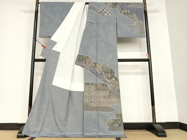 平和屋着物●小林文次郎 訪問着 菊唐草文 ロング丈 正絹 逸品 AAAU8208zg