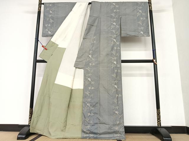 平和屋着物●本場大島紬 中国三大刺繍 汕頭刺繍 スワトウ刺繍 舞花文 ますいわ屋扱い 正絹 逸品 AAAU8233zg