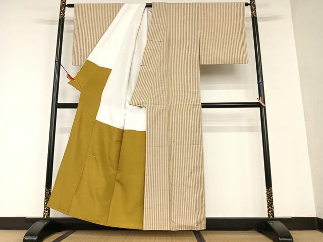 平和屋着物●上質な紬 縞 正絹 逸品 AAAU8256zg