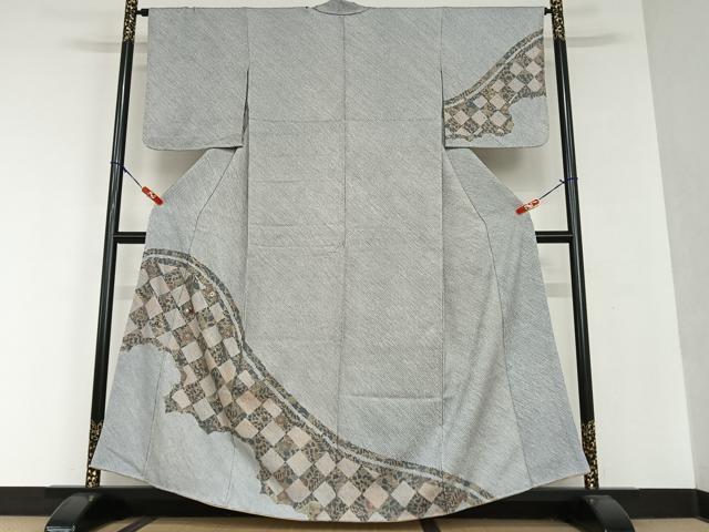 平和屋着物●訪問着 総絞り 刺繍 花鳥文 金彩 正絹 逸品 AAAU8269zg
