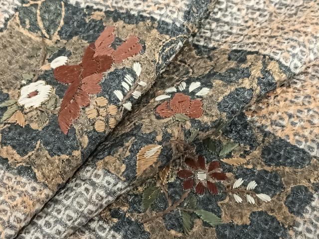 平和屋着物●訪問着 総絞り 刺繍 花鳥文 金彩 正絹 逸品 AAAU8269zg