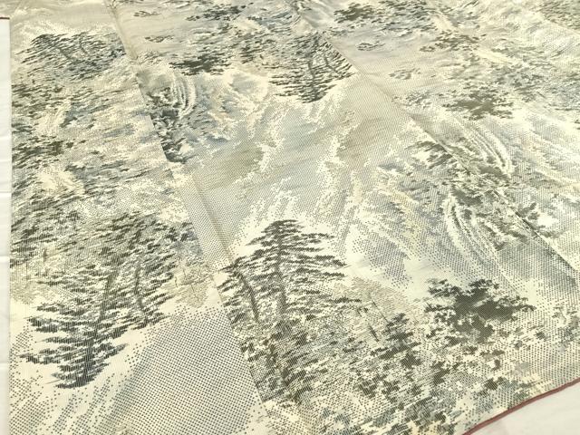 平和屋着物●本場大島紬 白大島 総絣 風景文 正絹 逸品 AAAU8317zg