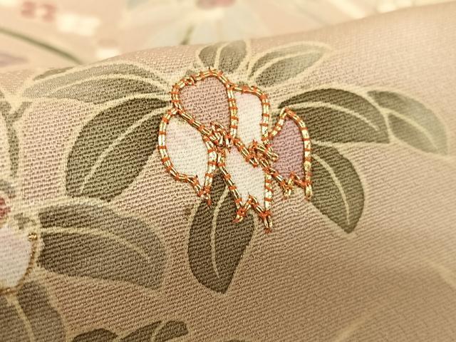 平和屋着物●訪問着 駒刺繍 草花文 暈し染め 金彩 正絹 逸品 AAAU8302zg