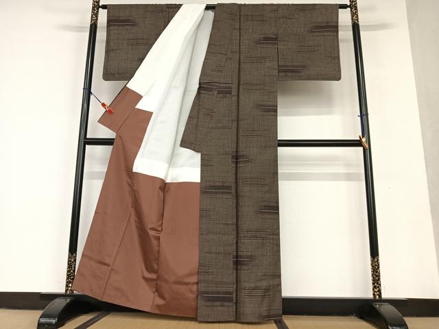 平和屋着物●本場大島紬 泥染め 9マルキ 横段文 正絹 逸品 AAAU8307zg