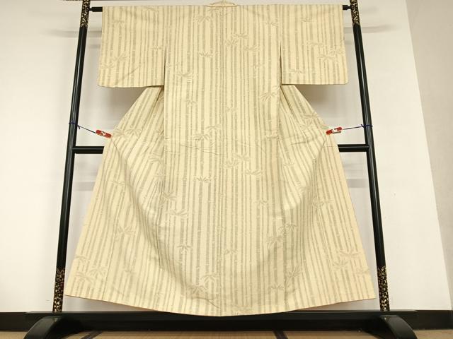 平和屋着物●上質な紬 笹竹文 正絹 逸品 AAAU8344zg