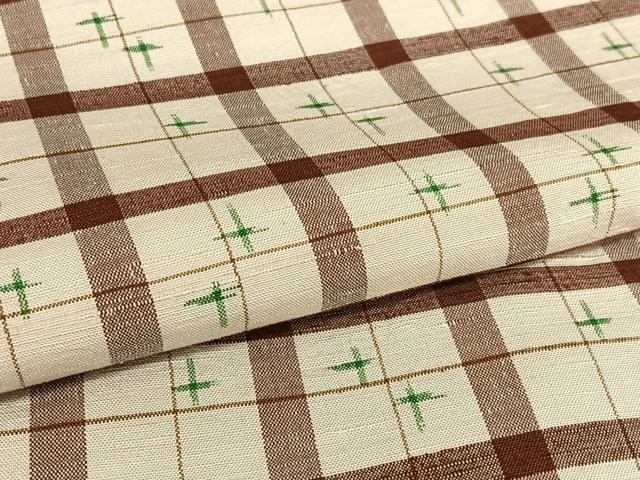 平和屋着物●上質な紬 格子 正絹 逸品 AAAU8352zg