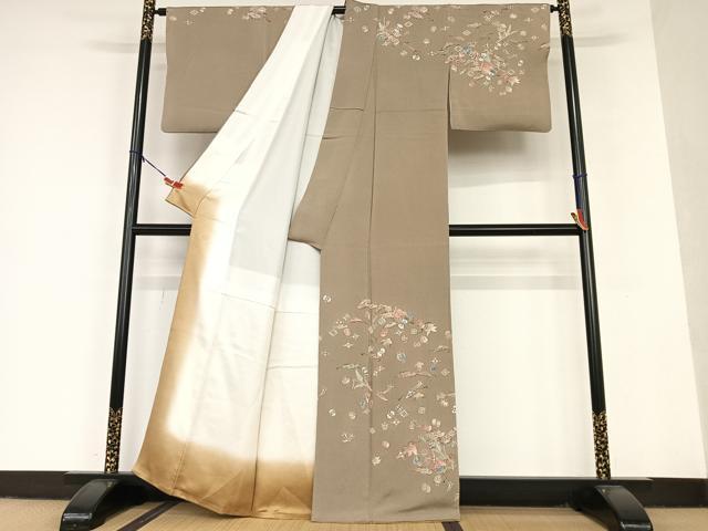 平和屋着物●十日町老舗ブランド 吉澤友禅 吾妻徳穂 訪問着 宝尽くし文 暈し染め 鬼しぼ縮緬 正絹 逸品 AAAU8367zg