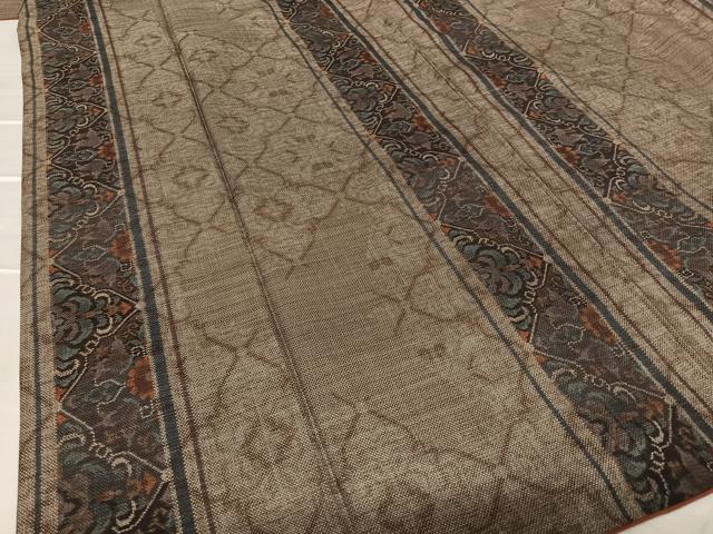 平和屋着物●本場大島紬 泥染め 9マルキ 草花間道 正絹 逸品 AAAU8435zg