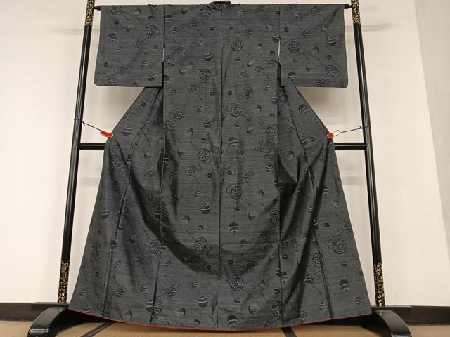 平和屋着物●本場大島紬 鈴 黒地 正絹 逸品 AAAU8439zg