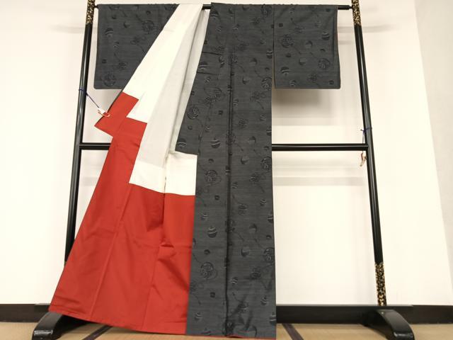 平和屋着物●本場大島紬 鈴 黒地 正絹 逸品 AAAU8439zg