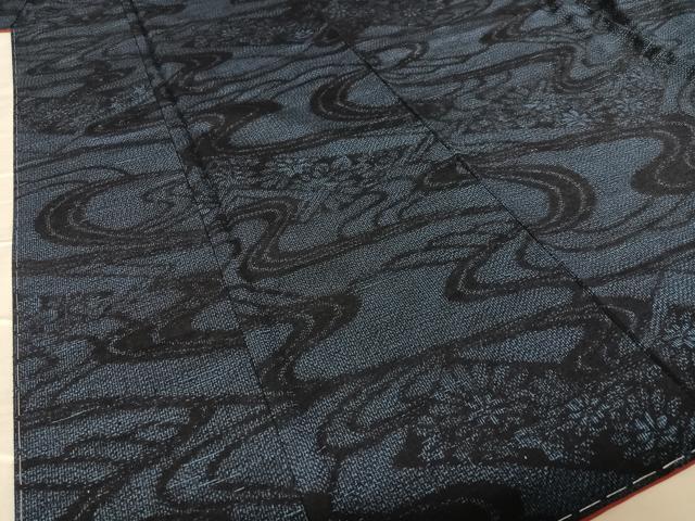 平和屋着物●結城紬 流水草花文 証紙付き 正絹 逸品 AAAU8448zg