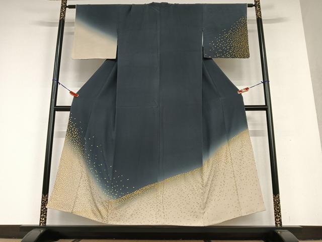 平和屋着物●訪問着 舞葉文 暈し染め 金彩 ますいわ屋扱い 正絹 逸品 AAAU8468zg