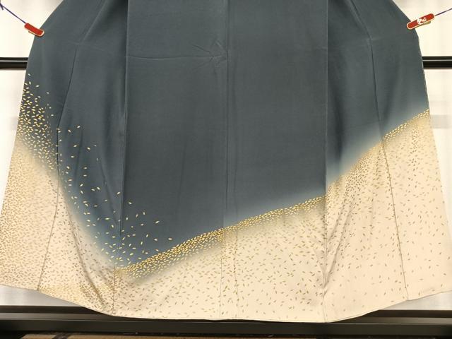 平和屋着物●訪問着 舞葉文 暈し染め 金彩 ますいわ屋扱い 正絹 逸品 AAAU8468zg