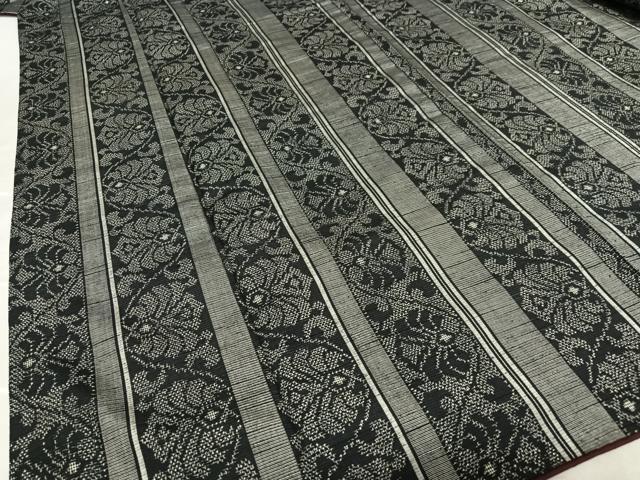 平和屋着物●上質な紬 花唐草間道 正絹 逸品 AAAU8470zg