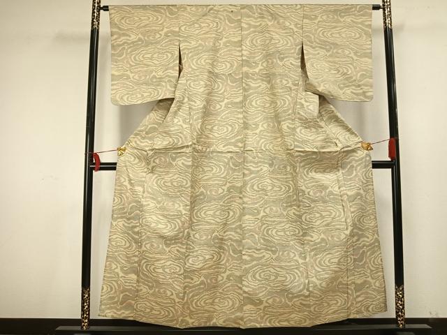 平和屋着物▽上質な紬 単衣 渦巻き文 正絹 逸品 AAAU8483fy