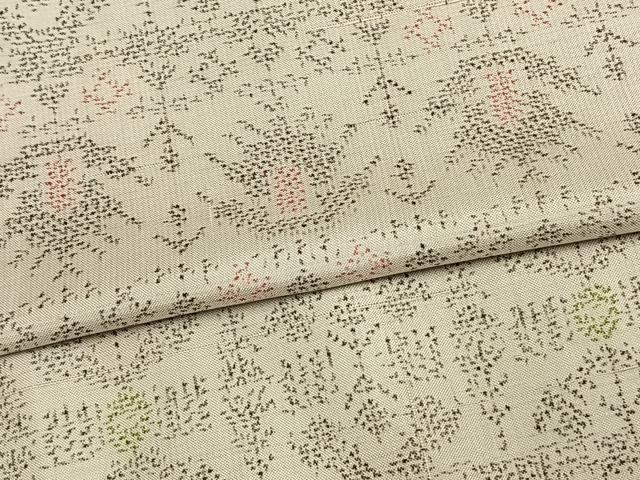平和屋着物▽上質な紬 単衣 格子花文 正絹 逸品 AAAU8484fy