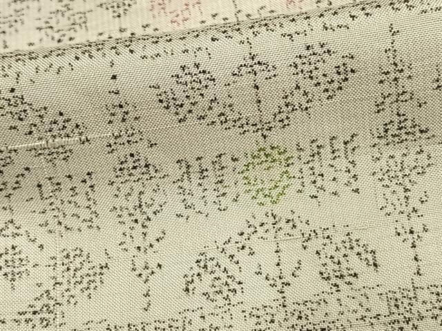 平和屋着物▽上質な紬 単衣 格子花文 正絹 逸品 AAAU8484fy