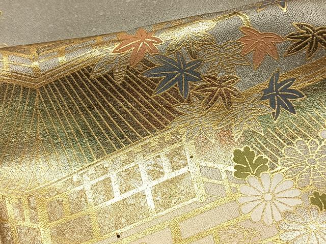 平和屋着物▽訪問着 単衣 風景草花文 金彩 正絹 逸品 AAAU8500fy