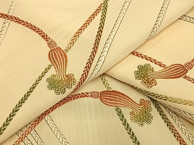 平和屋着物▽上質な小紋 単衣 組紐文 正絹 逸品 AAAU8501fy