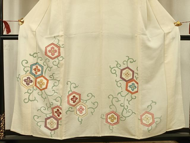 平和屋着物▽訪問着 単衣 駒刺繍 亀甲花文 金彩 正絹 逸品 未使用 AAAU8507fy