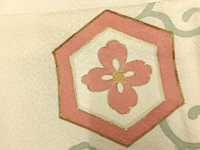 平和屋着物▽訪問着 単衣 駒刺繍 亀甲花文 金彩 正絹 逸品 未使用 AAAU8507fy