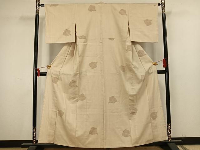 平和屋着物▽結城紬 単衣 100亀甲 舞花文 正絹 逸品 未使用 AAAU8510fy