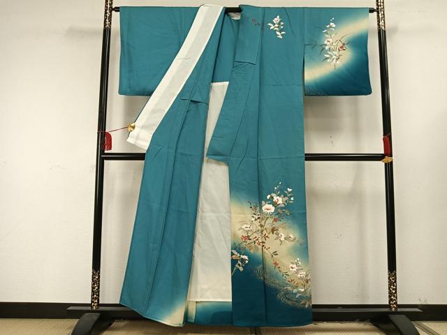 平和屋着物▽訪問着 単衣 草花文 金銀彩 正絹 逸品 AAAU8515fy
