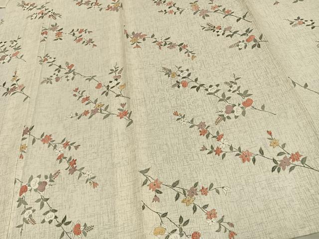 平和屋着物▽上質な小紋 単衣 草花文 正絹 逸品 AAAU8527fy
