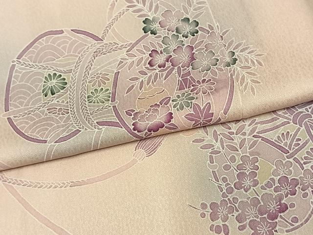 平和屋着物▽訪問着 単衣 花鼓文 暈し染め 正絹 逸品 AAAU8528fy