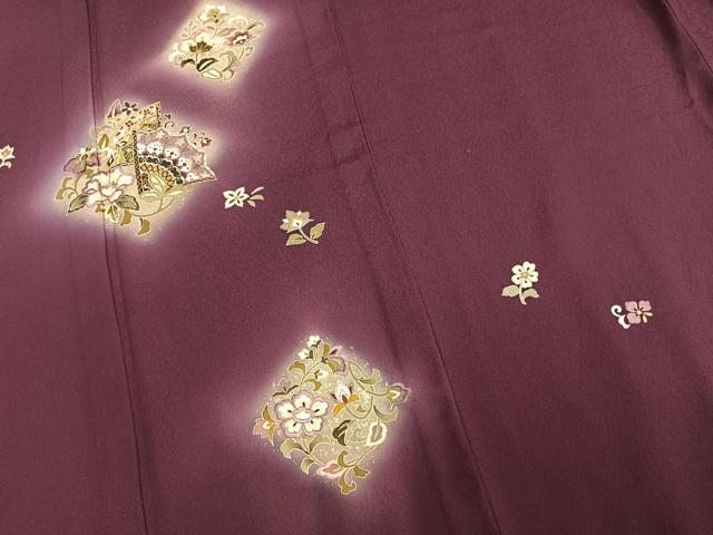 平和屋着物▽訪問着 単衣 刺繍 草花文 暈し染め 金糸 金彩 正絹 逸品 AAAU8531fy