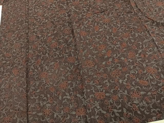 平和屋着物▽上質な小紋 単衣 草花文 正絹 逸品 AAAU8534fy