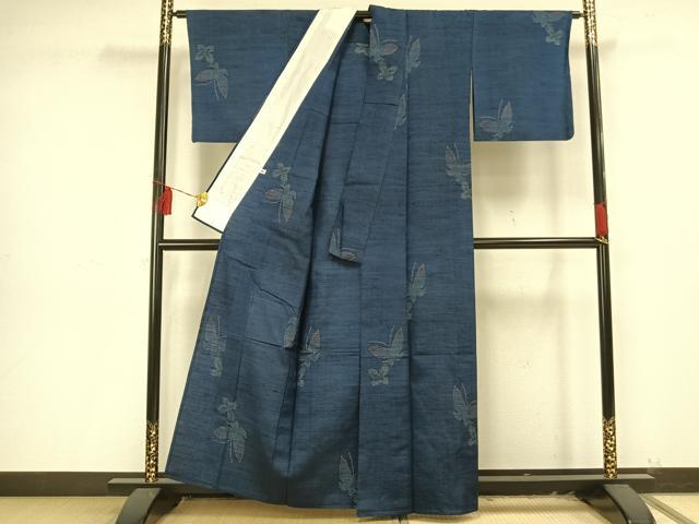 平和屋着物▽上質な紬 単衣 舞蝶文 大丸扱い 正絹 逸品 AAAU8545fy