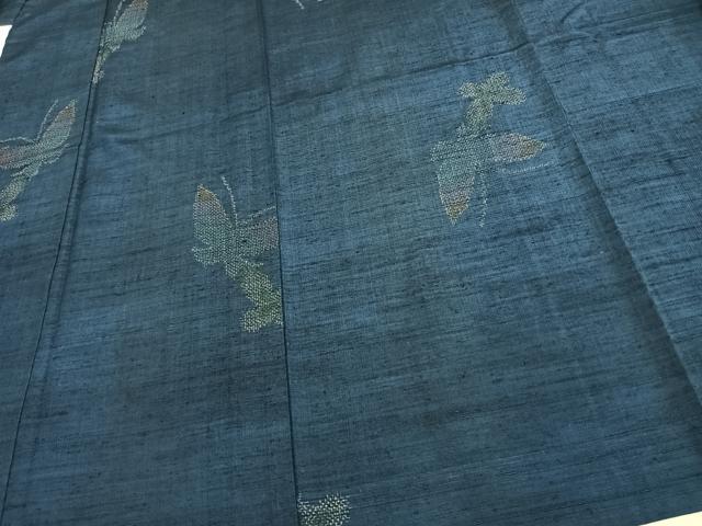 平和屋着物▽上質な紬 単衣 舞蝶文 大丸扱い 正絹 逸品 AAAU8545fy