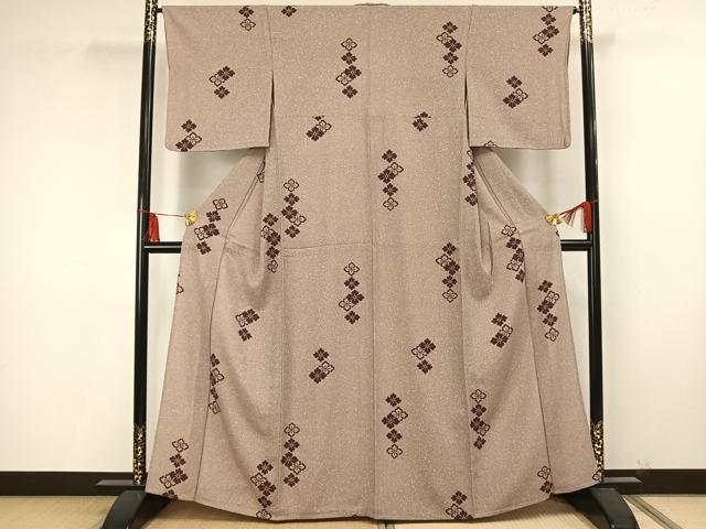 平和屋着物▽小紋 単衣 舞花文 洗える着物 AAAU8547fy