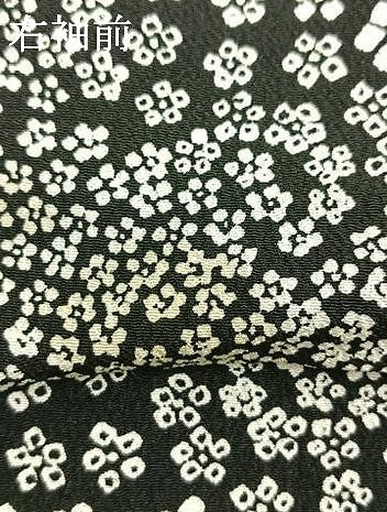 平和屋着物▽小紋 単衣 花尽くし 黒地 洗える着物 AAAU8565fy