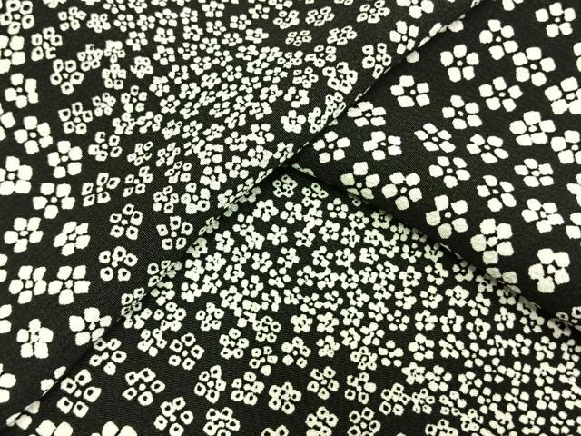 平和屋着物▽小紋 単衣 花尽くし 黒地 洗える着物 AAAU8565fy
